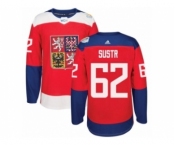 Men's Adidas Team Czech Republic #62 Andrej Sustr Authentic Red Away 2016 World Cup of Hockey Jersey