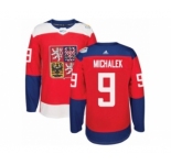 Men's Adidas Team Czech Republic #9 Milan Michalek Premier Red Away 2016 World Cup of Hockey Jersey