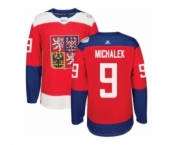 Men's Adidas Team Czech Republic #9 Milan Michalek Premier Red Away 2016 World Cup of Hockey Jersey
