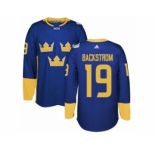 Men's Adidas Team Sweden #19 Nicklas Backstrom Authentic Royal Blue Away 2016 World Cup of Hockey Jersey