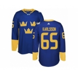 Men's Adidas Team Sweden #65 Erik Karlsson Premier Royal Blue Away 2016 World Cup of Hockey Jersey