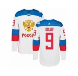Men's Adidas Team Russia #9 Dmitry Orlov Authentic White Home 2016 World Cup of Hockey Jersey