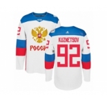 Men's Adidas Team Russia #92 Evgeny Kuznetsov Authentic White Home 2016 World Cup of Hockey Jersey