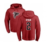 Football Atlanta Falcons #2 Matt Ryan Red Name & Number Logo Pullover Hoodie