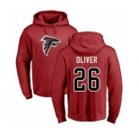 Football Atlanta Falcons #26 Isaiah Oliver Red Name & Number Logo Pullover Hoodie