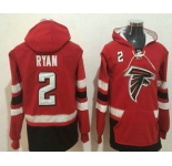 Men's Atlanta Falcons #2 Matt Ryan NEW Red Pocket Stitched NFL Pullover Hoodie