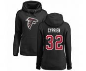 Football Women's Atlanta Falcons #32 Johnathan Cyprien Black Name & Number Logo Pullover Hoodie