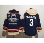 Men's New Orleans Pelicans #3 CJ McCollum Navy Ageless Must-Have Lace-Up Pullover Hoodie