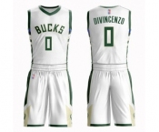 Youth Milwaukee Bucks #0 Donte DiVincenzo Swingman White Basketball Suit Jersey - Association Edition