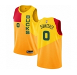 Youth Milwaukee Bucks #0 Donte DiVincenzo Swingman Yellow Basketball Jersey - City Edition