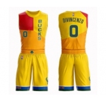 Youth Milwaukee Bucks #0 Donte DiVincenzo Swingman Yellow Basketball Suit Jersey - City Edition