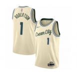 Youth Milwaukee Bucks #1 Oscar Robertson Swingman Cream Basketball Jersey - 2019-20 City Edition