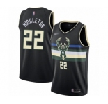 Youth Milwaukee Bucks #22 Khris Middleton Swingman Black Finished Basketball Jersey - Statement Edition