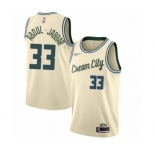 Youth Milwaukee Bucks #33 Kareem Abdul-Jabbar Swingman Cream Basketball Jersey - 2019-20 City Edition