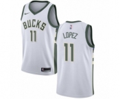 Youth Nike Milwaukee Bucks #11 Brook Lopez Swingman White NBA Jersey - Association Edition