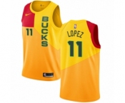 Youth Nike Milwaukee Bucks #11 Brook Lopez Swingman Yellow NBA Jersey - City Edition