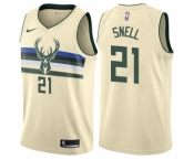 Youth Nike Milwaukee Bucks #21 Tony Snell Swingman Cream NBA Jersey - City Edition