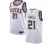 Youth Nike Milwaukee Bucks #21 Tony Snell Swingman White Fashion Hardwood Classics NBA Jersey