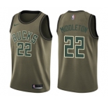 Youth Nike Milwaukee Bucks #22 Khris Middleton Swingman Green Salute to Service NBA Jersey