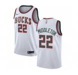 Youth Nike Milwaukee Bucks #22 Khris Middleton Swingman White Fashion Hardwood Classics NBA Jersey