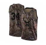 Youth Nike Milwaukee Bucks #34 Giannis Antetokounmpo Swingman Camo Realtree Collection NBA Jersey