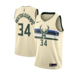 Youth Nike Milwaukee Bucks #34 Giannis Antetokounmpo Swingman Cream NBA Jersey - City Edition