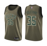 Youth Nike Milwaukee Bucks #35 Mirza Teletovic Swingman Green Salute to Service NBA Jersey