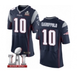 Men's Nike New England Patriots #10 Jimmy Garoppolo Elite Navy Blue Team Color Super Bowl LI 51 NFL Jersey