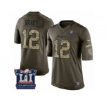 Men's Nike New England Patriots #12 Tom Brady Limited Green Salute to Service Super Bowl LI Champions NFL Jersey