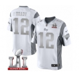 Men's Nike New England Patriots #12 Tom Brady Limited White Platinum Super Bowl LI 51 NFL Jersey