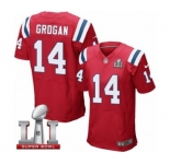 Men's Nike New England Patriots #14 Steve Grogan Elite Red Alternate Super Bowl LI 51 NFL Jersey