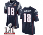 Men's Nike New England Patriots #18 Matthew Slater Elite Navy Blue Team Color Super Bowl LI 51 NFL Jersey