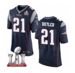 Men's Nike New England Patriots #21 Malcolm Butler Elite Navy Blue Team Color Super Bowl LI 51 NFL Jersey