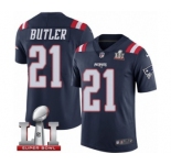 Men's Nike New England Patriots #21 Malcolm Butler Limited Navy Blue Rush Super Bowl LI 51 NFL Jersey