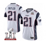 Men's Nike New England Patriots #21 Malcolm Butler Limited White Super Bowl LI 51 NFL Jersey