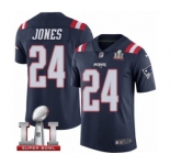 Men's Nike New England Patriots #24 Cyrus Jones Limited Navy Blue Rush Super Bowl LI 51 NFL Jersey