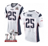 Men's Nike New England Patriots #25 Eric Rowe Elite White Super Bowl LI 51 NFL Jersey