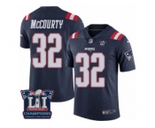 Men's Nike New England Patriots #32 Devin McCourty Limited Navy Blue Rush Super Bowl LI Champions NFL Jersey