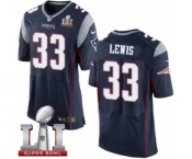 Men's Nike New England Patriots #33 Dion Lewis Elite Navy Blue Team Color Super Bowl LI 51 NFL Jersey