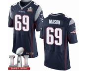Men's Nike New England Patriots #69 Shaq Mason Elite Navy Blue Team Color Super Bowl LI 51 NFL Jersey