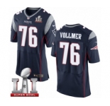 Men's Nike New England Patriots #76 Sebastian Vollmer Elite Navy Blue Team Color Super Bowl LI 51 NFL Jersey