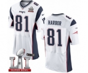 Men's Nike New England Patriots #81 Clay Harbor Elite White Super Bowl LI 51 NFL Jersey