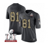 Men's Nike New England Patriots #81 Clay Harbor Limited Black 2016 Salute to Service Super Bowl LI 51 NFL Jersey