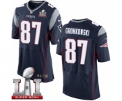 Men's Nike New England Patriots #87 Rob Gronkowski Elite Navy Blue Team Color Super Bowl LI 51 NFL Jersey