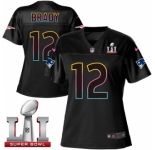 Women's Nike New England Patriots #12 Tom Brady Game Black Fashion Super Bowl LI 51 NFL Jersey