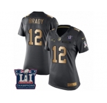 Women's Nike New England Patriots #12 Tom Brady Limited Black Gold Salute to Service Super Bowl LI Champions NFL Jersey