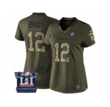 Women's Nike New England Patriots #12 Tom Brady Limited Green Salute to Service Super Bowl LI Champions NFL Jersey