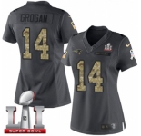 Women's Nike New England Patriots #14 Steve Grogan Limited Black 2016 Salute to Service Super Bowl LI 51 NFL Jersey