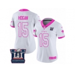 Women's Nike New England Patriots #15 Chris Hogan Limited White Pink Rush Fashion Super Bowl LI Champions NFL Jersey