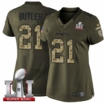 Women's Nike New England Patriots #21 Malcolm Butler Limited Green Salute to Service Super Bowl LI 51 NFL Jersey